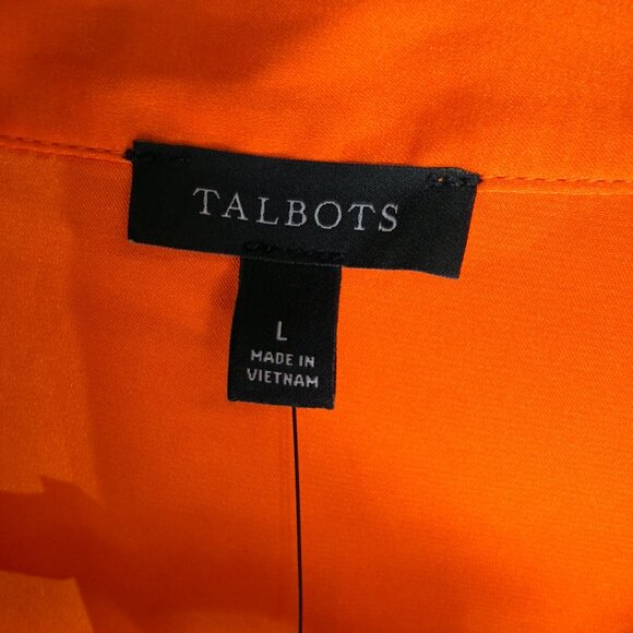 NWT Talbots Women’s Large Satin Blend Orange Pull-on Blouse Top Business - Picture 5 of 16